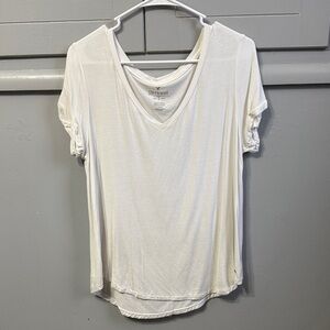 American Eagle Outfitters Cream V-Neck Tee